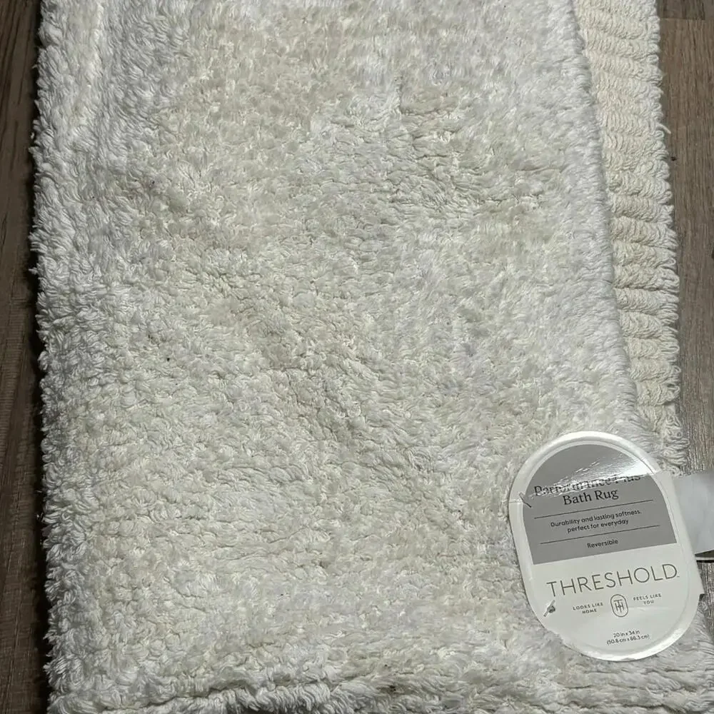 Performance Bath Rug Cream Threshold 20”X34”, 100% Cotton reversible
